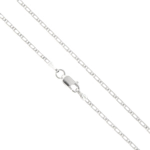 Collana Unisex Occhio di Pernice Alternato in Oro Bianco Maglia Piena Diamantata