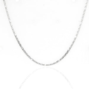Collana Unisex Occhio di Pernice Alternato in Oro Bianco Maglia Piena Diamantata