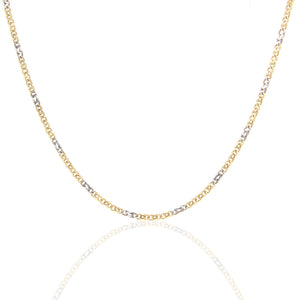 Collana Unisex Occhio di Pernice in Oro Bianco e Giallo Maglia Vuota