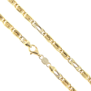 Collana Unisex Occhio di Pernice in Oro Giallo e Bianco Maglia Vuota