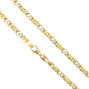 Collana Unisex in Oro Bianco e Giallo Occhio di Pernice Maglia Vuota