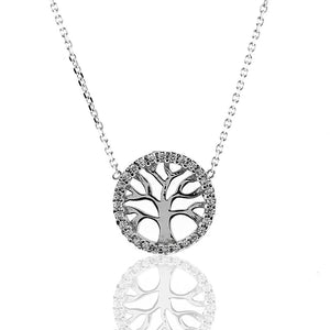 Collana in Oro Bianco Albero della Vita con Zirconi