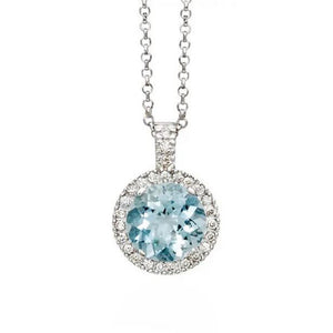Collana in Oro Bianco Diamanti con Acquamarina Artlinea