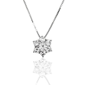 Collana in Oro Bianco Fiore con Zirconi