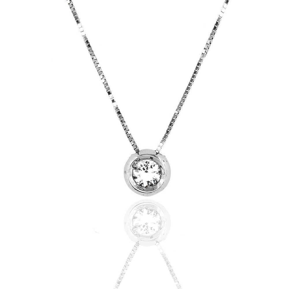Collana in oro bianco 18k con ciondolo bambina in diamanti | GV Collana in oro bianco 18k con ciondolo bambina in diamanti | GV