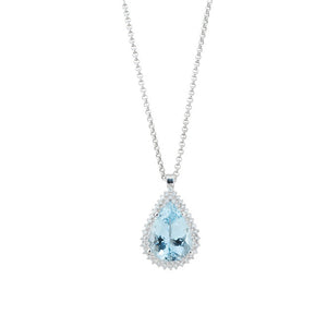 Collana in Oro Bianco con Acquamarina e Diamanti Artlinea