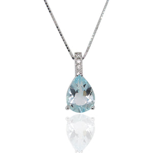 Collana in Oro Bianco con Acquamarina e Diamanti Davite & Delucchi