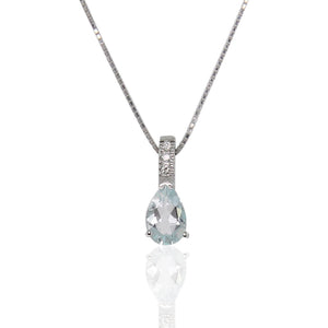 Collana in Oro Bianco con Acquamarina e Diamanti Davite & Delucchi