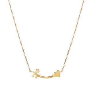 Collana in Oro Giallo Diamante con Bimbo e Cuore Les Petits Le Bebè