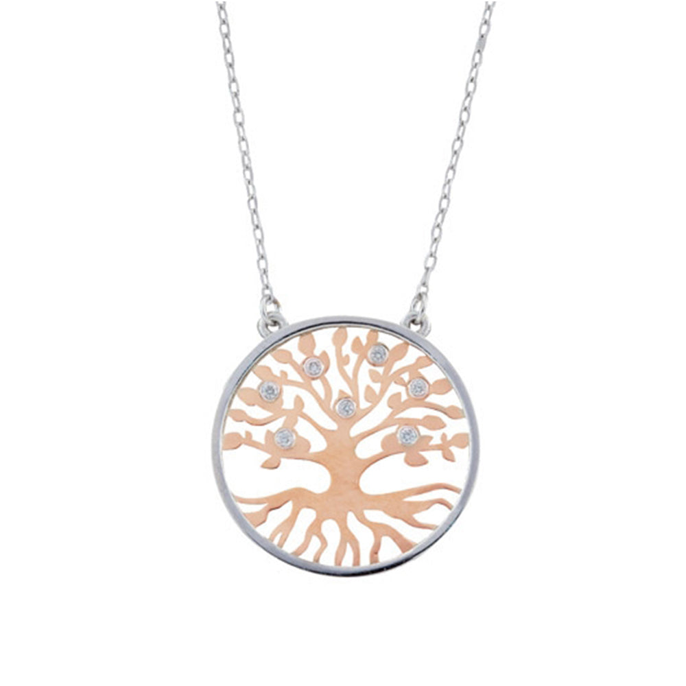 Collana in Oro Rosa con Diamanti Luce Albero della Vita Artlinea