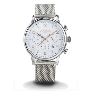 Cronografo Uomo 1960 in Acciaio Bianco Locman