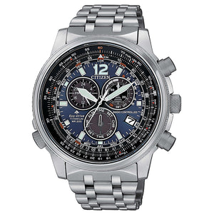 Cronografo Uomo Eco Drive Blu Radiocontrollato Crono Pilot Super Titanio Citizen