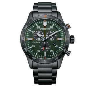 Cronografo Uomo Outdoor Verde Eco Drive Acciaio Ip Brunito Citizen