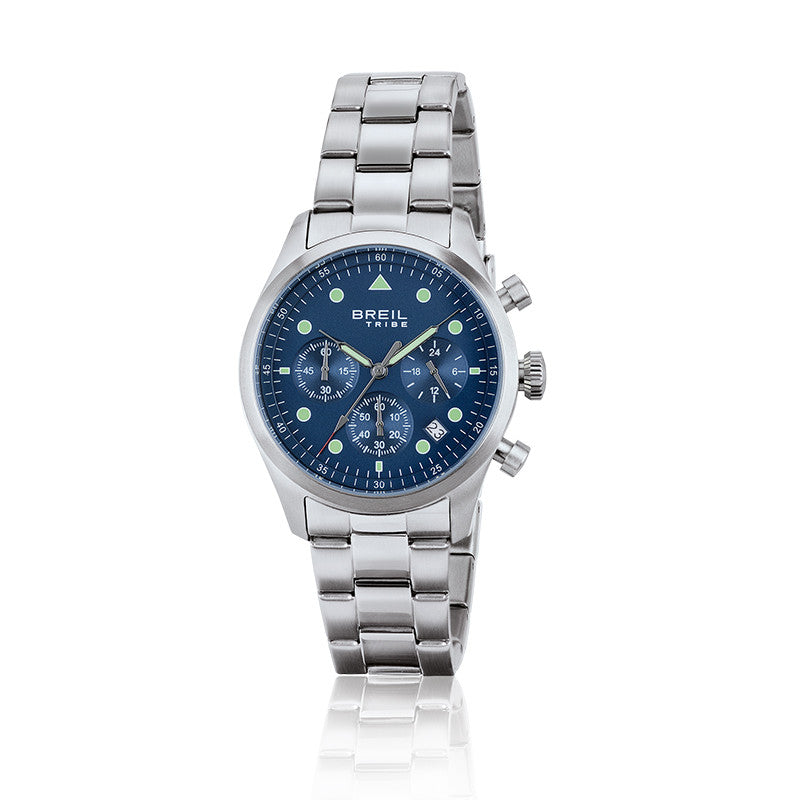 Breil Orologio Uomo Sport Elegance, Cronografo In Acciaio 39mm, Quadrante Blu, Vetro Minerale, Referenza EW0263