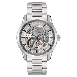 Cronografo Uomo Sutton Scheleton Silver Automatico Bulova