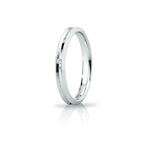 Fede Corona Slim in Oro Bianco con Diamante - Unoaerre