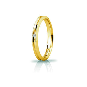Fede Corona Slim in Oro Giallo con Diamante - Unoaerre