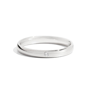 Fede Nuziale in Oro Bianco Classic 2,7mm Con Diamante XE154/B - Recarlo