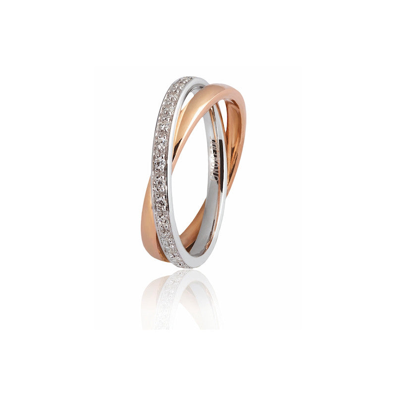 Fede Per Sempre Oro Bianco e Rosa con Diamanti 024AFC011 0320 . Gioielleria Amadori