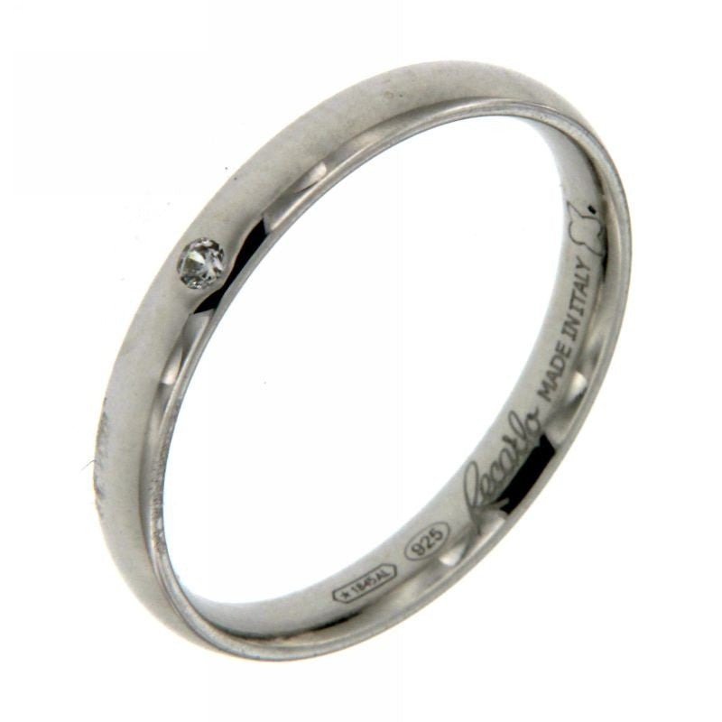 Fede Nuziale in Oro Bianco Classic 2,7mm Con Diamante XE154/B - Recarlo