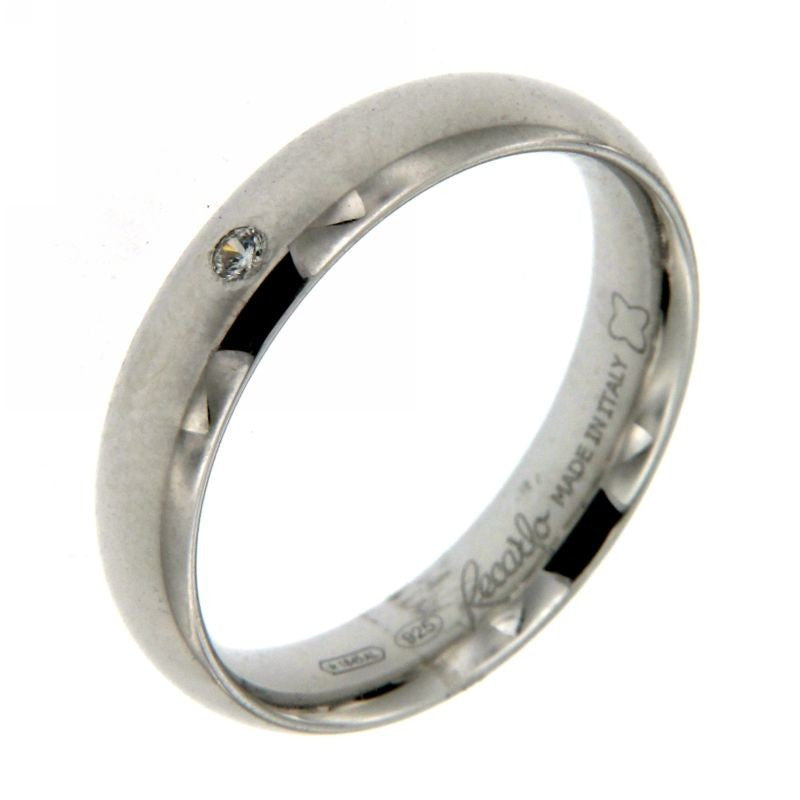 Fede Nuziale in Oro Bianco Classic 4,3mm con Diamante XE156/B - Recarlo