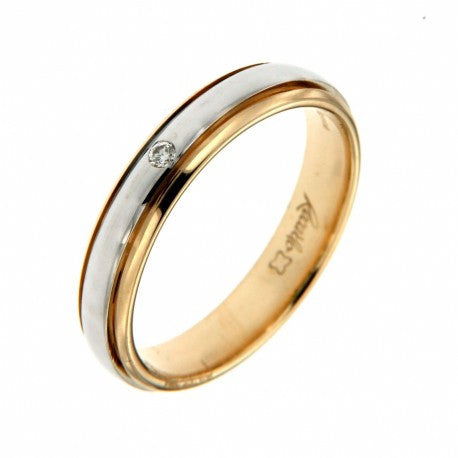 Fede Nuziale in Oro Bicolore Design 3,9mm con Diamante XE158/BG - Recarlo