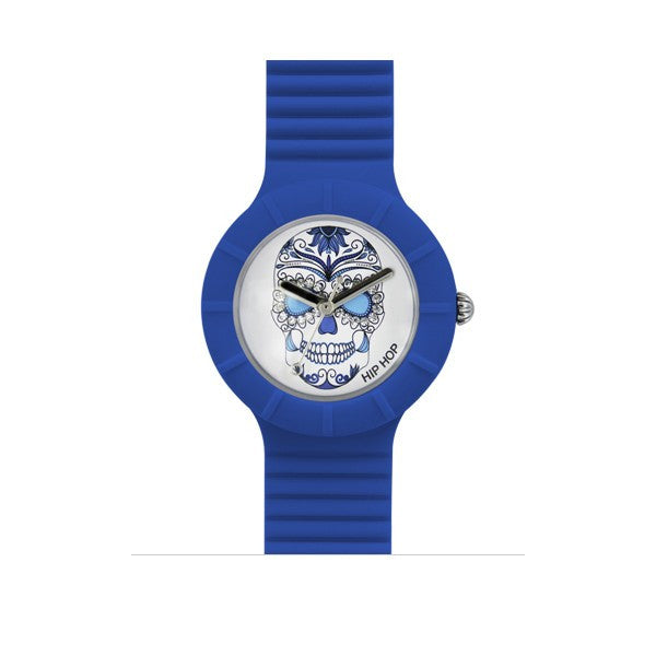 Hip Hop Skull Orologio Cassa 32 mm Blu Elettrico Unisex HWU0469