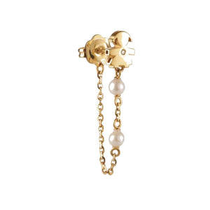 Mono Orecchino Bimba in Oro Giallo con Perle e Diamantino Le Perle Le Bebè