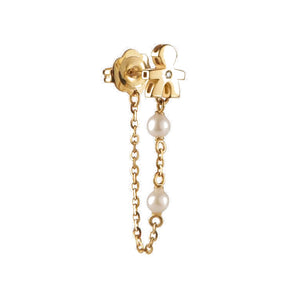Mono Orecchino Bimbo in Oro Giallo con Perle e Diamantino Le Perle Le Bebè