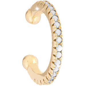 Mono Orecchino in Argento Gold con Pietre Bianche Golden Ear Rebecca Gioielli