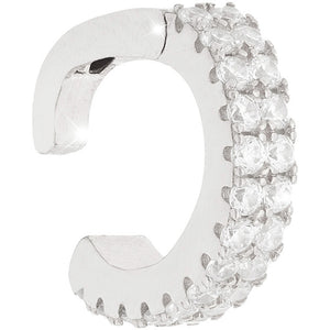 Mono Orecchino in Argento con Pietre Bianche Golden Ear Rebecca Gioielli