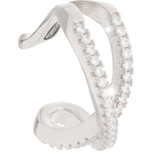Mono Orecchino in Argento con Pietre Bianche Golden Ear Rebecca Gioielli