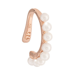 Mono Orecchino in Argento Rose con Perle e Pietre Bianche Golden Ear Rebecca Gioielli