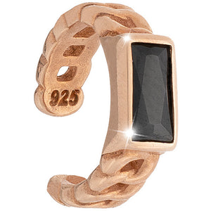 Mono Orecchino in Argento Rose con Pietre Nere Golden Ear Rebecca Gioielli