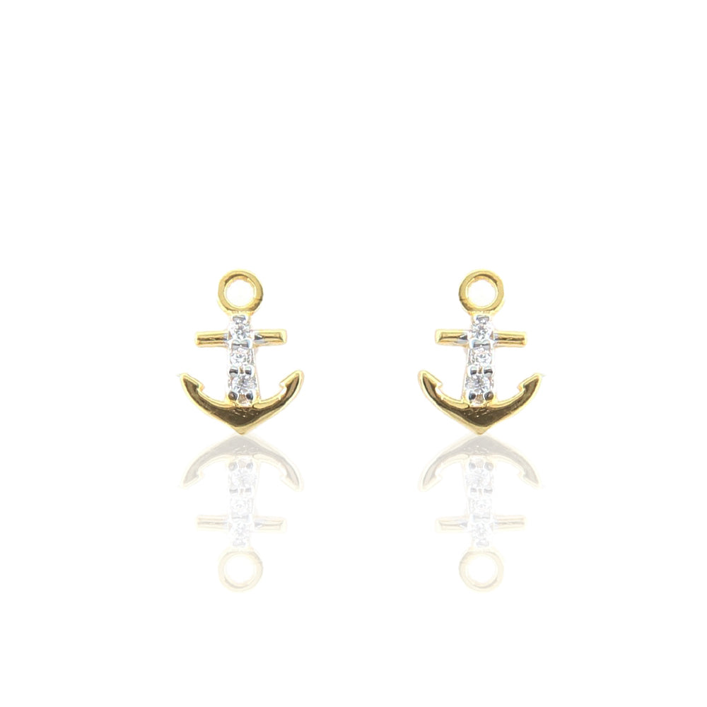 NKlaus Orecchini A Perno A Forma Di Ancora In Oro Giallo 333 (8 Carati) – 9x6 Mm Lucidi – Gioielli Eleganti Per Donna