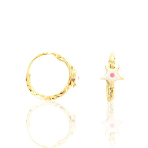 Orecchini Bambina Cerchio in Oro Giallo Diamantato con Stella Smaltata