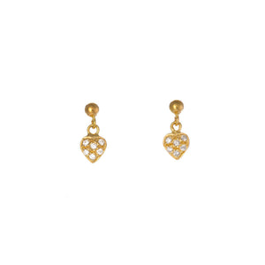 Orecchini Bambina Cuore Battesimo Oro Giallo con Zirconi 