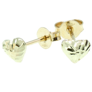 Orecchini Bambina Cuore Diamantato Oro Giallo