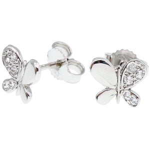 Orecchini Bambina Farfalla Oro Bianco con Zirconi