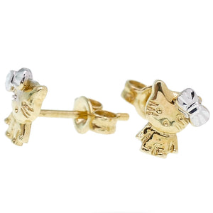 Orecchini Bambina Hello Kitty Oro Giallo e Bianco