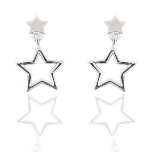 Orecchini Bambina Stella in Oro Bianco Lucido