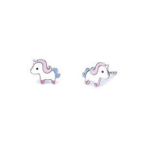 Orecchini Bambina in Argento Unicorno Smaltato Mabina Gioielli