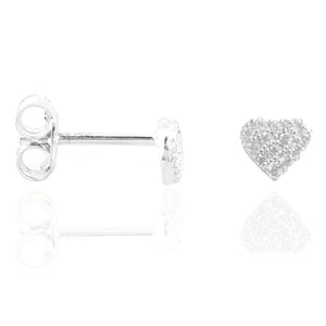 Orecchini Bambina in Oro Bianco Cuore con Zirconi