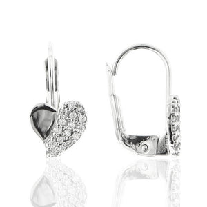 Orecchini Bambina in Oro Bianco Cuore con Zirconi