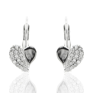 Orecchini Bambina in Oro Bianco Cuore con Zirconi