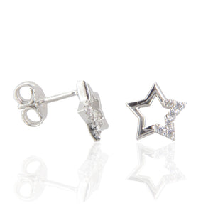 Orecchini Bambina in Oro Bianco Stella con Zirconi
