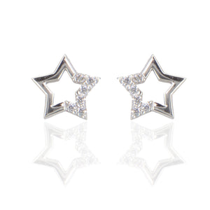 Orecchini Bambina in Oro Bianco Stella con Zirconi