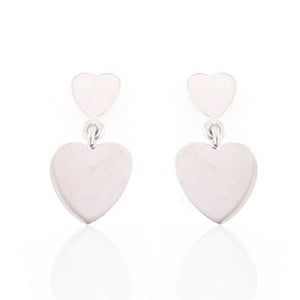 Orecchini Bambina in Oro Bianco con Cuore Doppio
