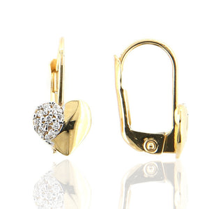 Orecchini Bambina in Oro Giallo Cuore con Zirconi