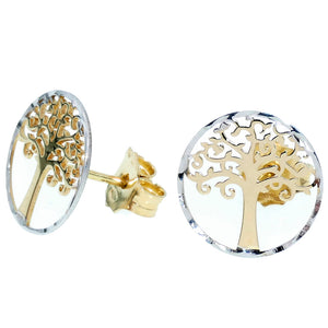 Orecchini Donna Albero della Vita Oro Bianco e Giallo